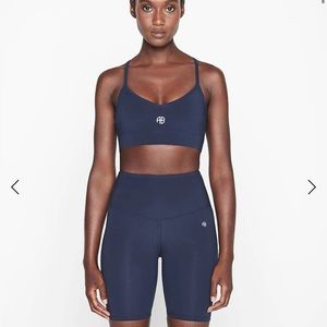 BRAND NEW Anine Bing Blythe Sports Bra & Blake Biker Short Set, Navy XS